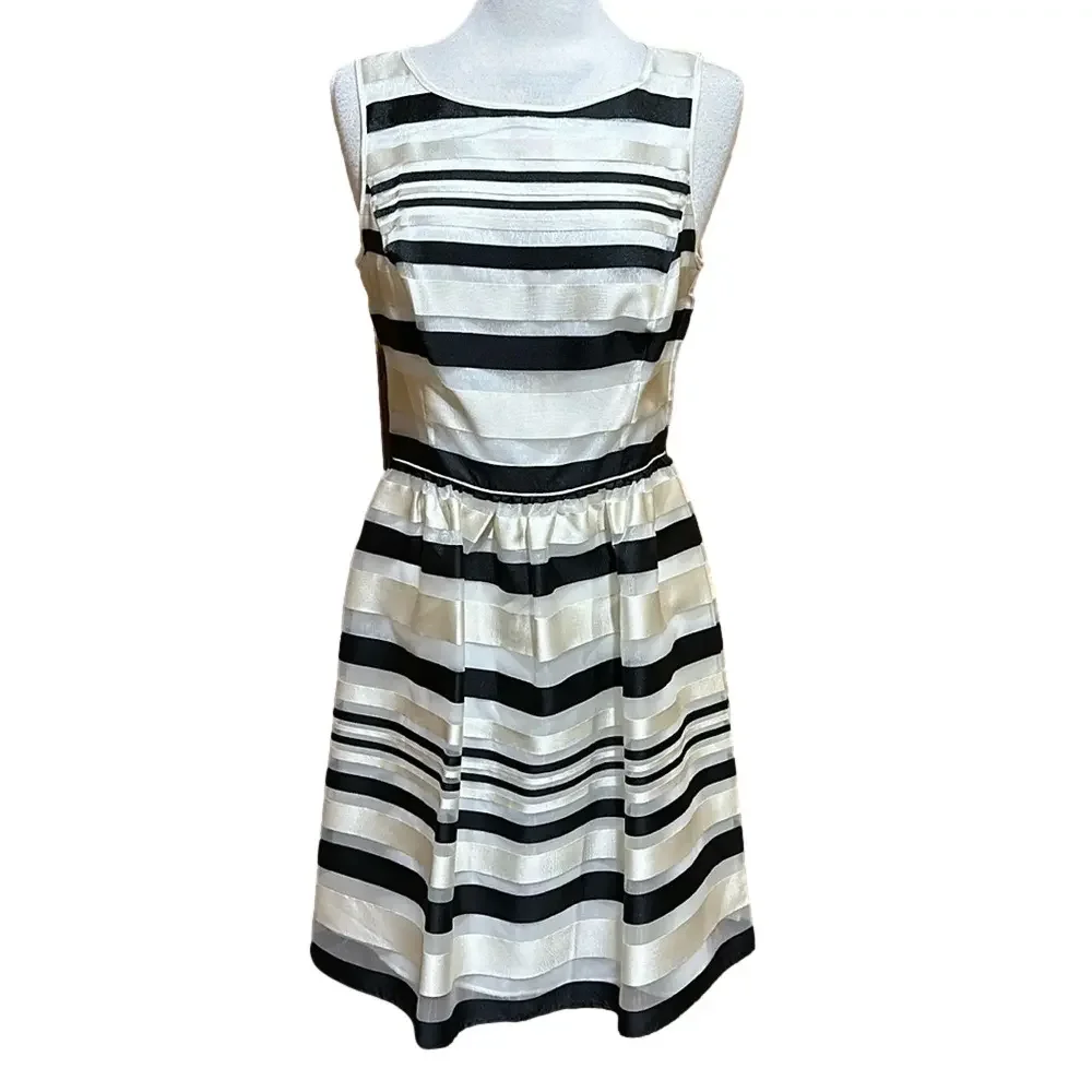 Banana Republic Striped Organza Overlay Dress Size 10 - EUC